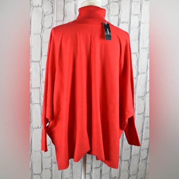 WOMENS PLUS size 2X SOLID RED KNIT SWEATER TOP runs OVERSIZED TURTLENECK ALFANI - Picture 4 of 5